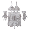House Of Dasein Lace Splicing Perspective Bra Set - White - M