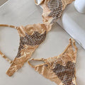 Ultra Thin Lace Bra Set Without Sponge Large Chest Looks Small Sexy - Khaki - S