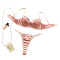 House Of Dasein Sexy Satin Lingerie Set For Women Thin And Comfortable With Gathering Supportive Design Prevents Sagging French Style Bra - Champagne - L