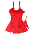 House Of Dasein Sexy Rhinestone Crystal Feather Splicing Sheer Mesh Slit Dress Two Piece Set For Women - Red - S