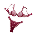 Underwear Sexy Thin Transparent Pure Desire Embroidery Large Chest Minimizer Push Up Bra And Panty Set - Angora Red - S