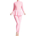 House Of Dasein Pink Latex Catsuit With Swing Skirt In Middle Back Zipper Rubber Body Suit Costume - Baby Pink - M