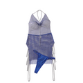 House Of Dasein Hot Stamping Mesh Fabric Perspective Sexy Swing Collar Suspender Dress With Exposed Backpack Buttocks Skirt - Blue - M