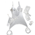 House Of Dasein Sequin Feature Women's Nightclub Style Push-Up Bra With Gloves And Wrist Straps Three-Piece Set - White Sequins - M