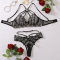 House Of Dasein Lace Embroidery Brings Together Sexy Lingerie And Underwear Set - Black - S