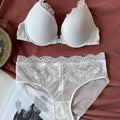 Sexy Women's Underwear Front Closure Backless Small Chest Gathering Bra Anti-Sagging Plus Size Lace Set - White - M