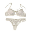 Summer Large Bust Minimizer Thin Bra Set With Side Support Anti-Sagging Soft Underwire Lingerie Push-Up - White - 75B