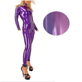 House Of Dasein Latex Catsuit Handmade Rubber Bodysuit With Front Crotch Zip For Women - Transparen Purple - Xl