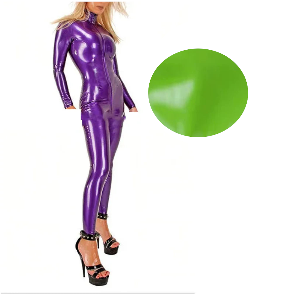 House Of Dasein Latex Catsuit Handmade Rubber Bodysuit With Front Crotch Zip For Women - Green - Xl