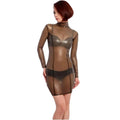 House Of Dasein Women Natural Latex Rubber Dress Transparent Black Tight Costumes Fantasy Fetish - Clear Black - L