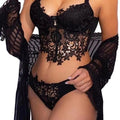 House Of Dasein Cross-Border Sexy Lingerie Seductive Three-Piece Transparent Backless Lace Trim Tempting Sleepwear Two-Piece Set - Black - L