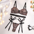 House Of Dasein Leopard Print Sheer Sexy Wild Three Piece Set Underwear - Leopard Print - S