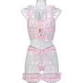 House Of Dasein Pink Petal Heart Embroidery Romantic Girl Design Sexy Underwear - Pink - L