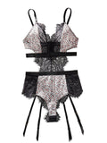 House Of Dasein Lace Patchwork Leopard Print Fabric Low Cut Without Steel Ring Sexy Lingerie For Women - Black Leopard Pattern Color - S