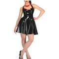 House Of Dasein Latex Halter A Line Dress Blue Rubber Clubwear Skirt Women's Costumes - Black - Xs