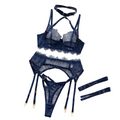 Sexy Lingerie Lace Temptation Eyelash Up Bodysuit Shapewear Cross Border Exclusive Supply Source - Dark Blue - Xl