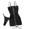House Of Dasein Leopard Print Strapless Dress Women's Sexy Tie Hollow Temptation Slimming Erotic Lingerie Set - Black - M