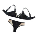 House Of Dasein Cross Border Retro Bikini Sexy Hollow Out Deep V Wireless Comfortable Bra And Underwear Set - Black - S