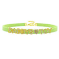 House Of Dasein Sexy Gold Color Letters Daddys Toy Choker Collar Necklace Men Women Ddlg Role Age Play Suede Leather Chocker Cosplay Jewelry - Grass Green - 40Cm Plus 7Cm - Daddys Toy