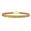 House Of Dasein Sexy Gold Color Letters Daddys Toy Choker Collar Necklace Men Women Ddlg Role Age Play Suede Leather Chocker Cosplay Jewelry - Brown - 32Cm Plus 7Cm - Daddys Toy