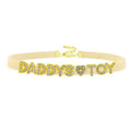 House Of Dasein Sexy Gold Color Letters Daddys Toy Choker Collar Necklace Men Women Ddlg Role Age Play Suede Leather Chocker Cosplay Jewelry - Beige - 32Cm Plus 7Cm - 1-10 Custom Letters