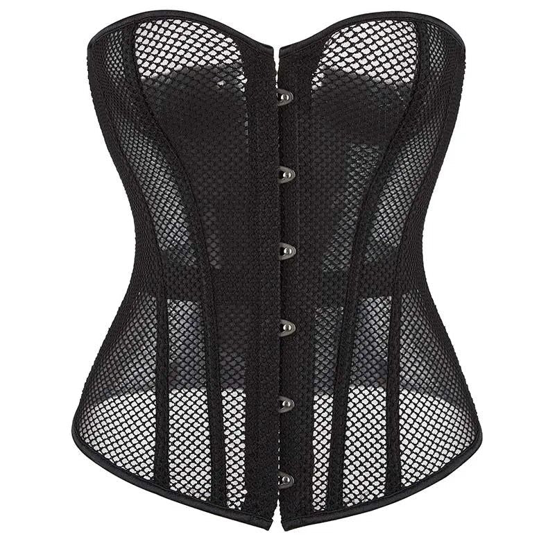 House Of Dasein Transparent Gothic Corset With Thong Plus Size S-6Xl Mesh Net Lingerie Bustier Medium - 5Xl