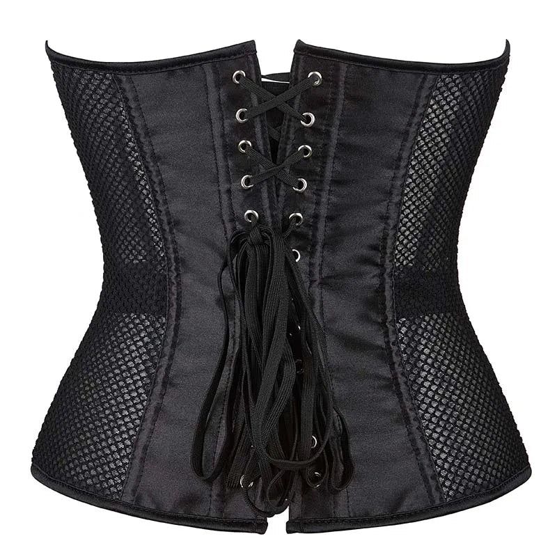 House Of Dasein Transparent Gothic Corset With Thong Plus Size S-6Xl Mesh Net Lingerie Bustier Medium - 4Xl