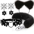 House Of Dasein Cute Fox Tail Anal Plug Cat Ears Headbands Set Adult Toys For Women - Black - Style C