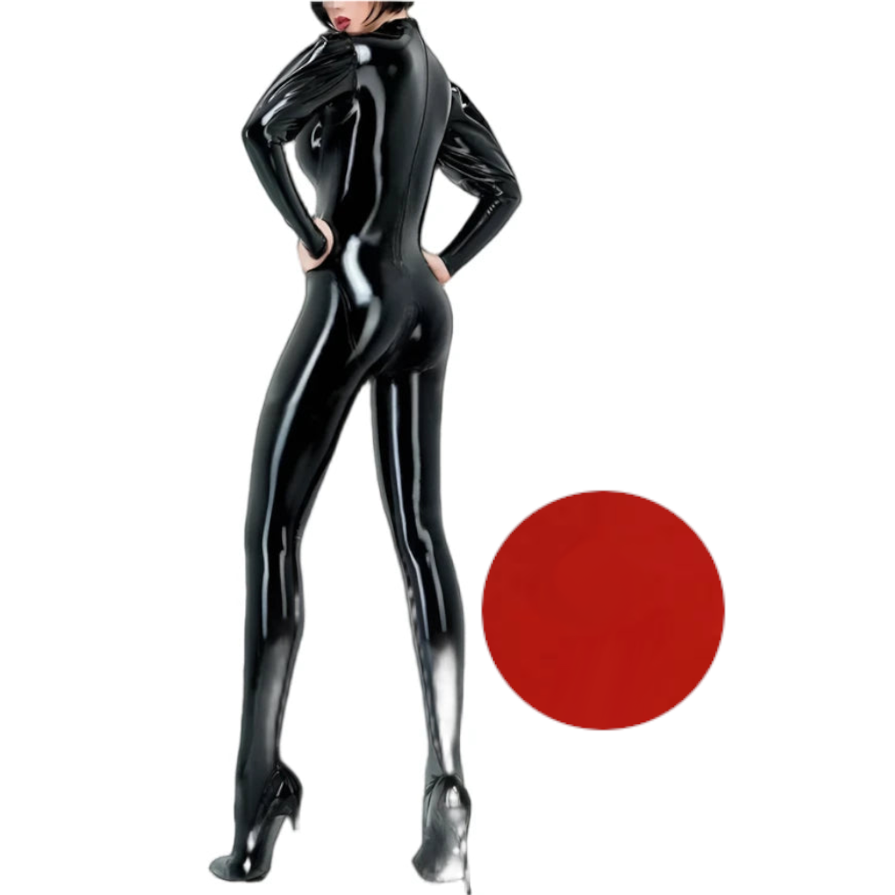 House Of Dasein Sexy Latex Gummi Catsuit With Puff Sleeves Handmade Bodysuit For Women And Men - Red - Women-Xs - Men