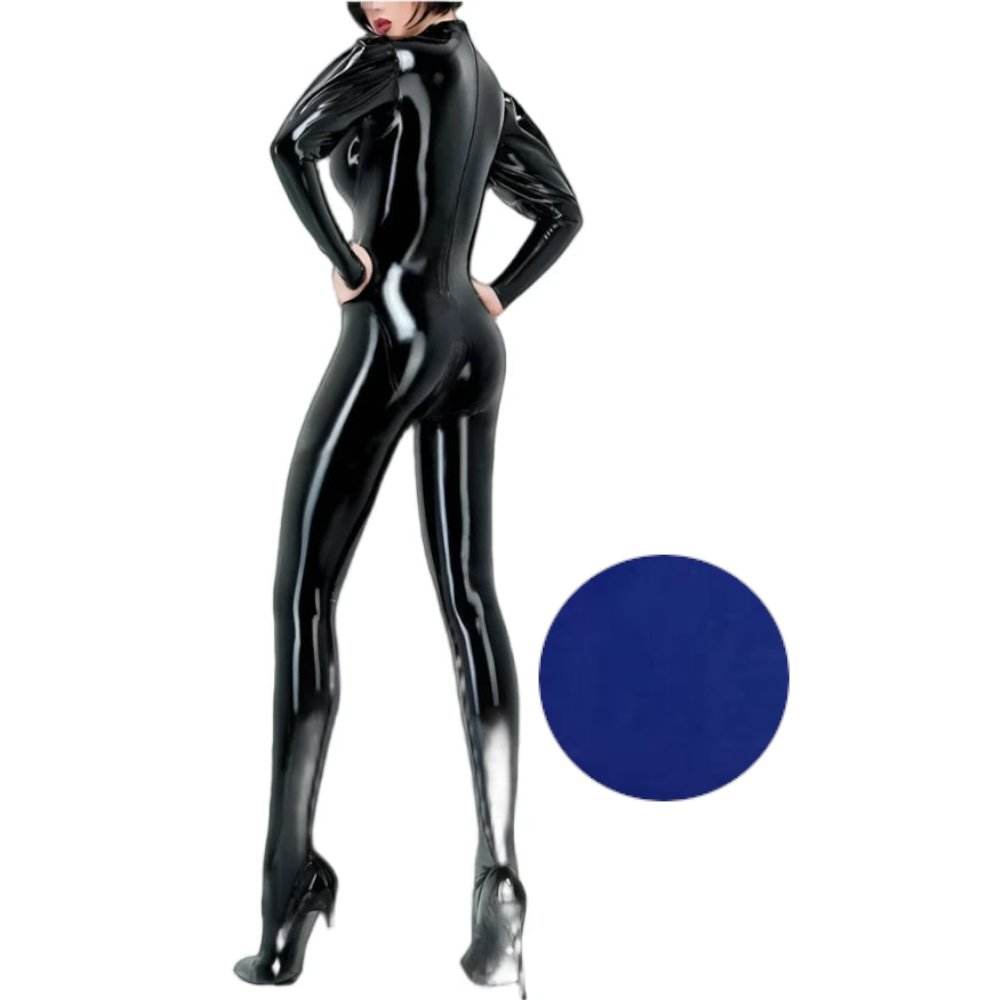 House Of Dasein Sexy Latex Gummi Catsuit With Puff Sleeves Handmade Bodysuit For Women And Men - Blue - Men-Xl - Men