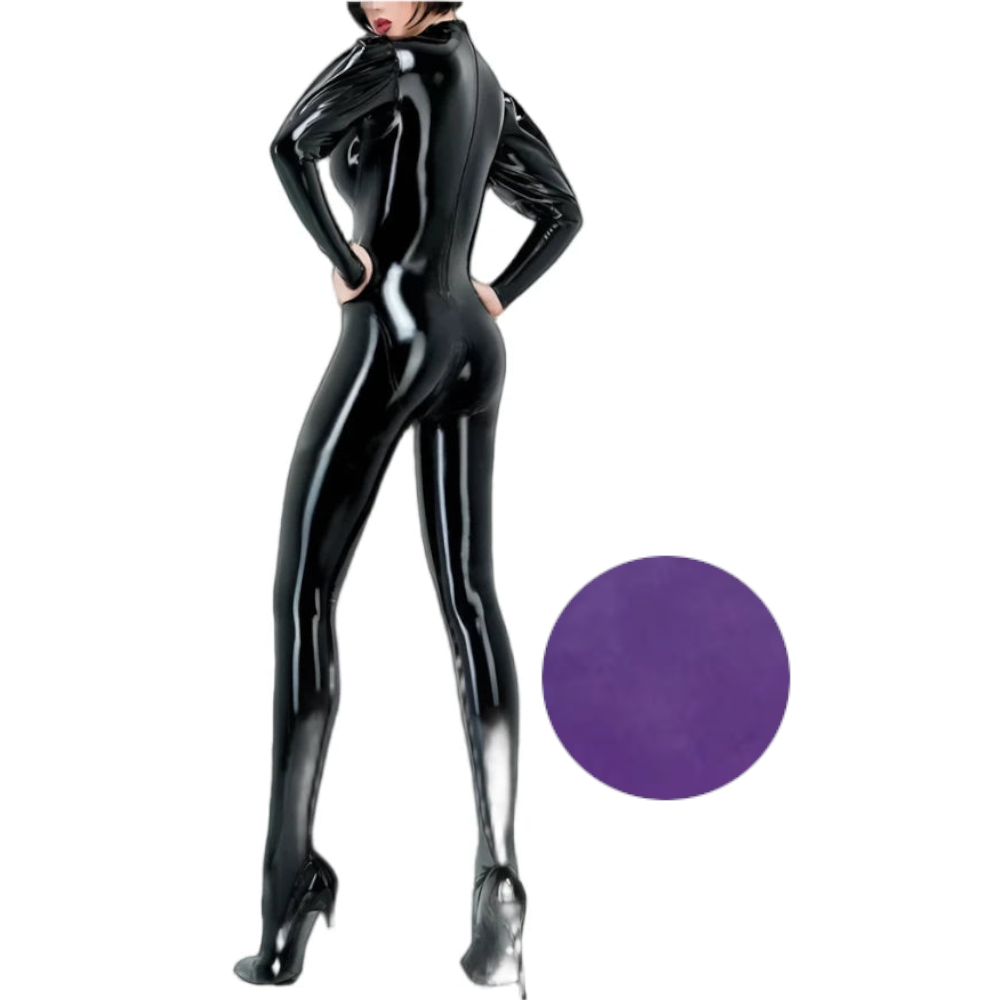 House Of Dasein Sexy Latex Gummi Catsuit With Puff Sleeves Handmade Bodysuit For Women And Men - Purple - Men-S - Men