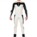 House Of Dasein White And Black Latex Catsuit No Socks Front Crotch Zip For Men Costumes - White - Xxxl