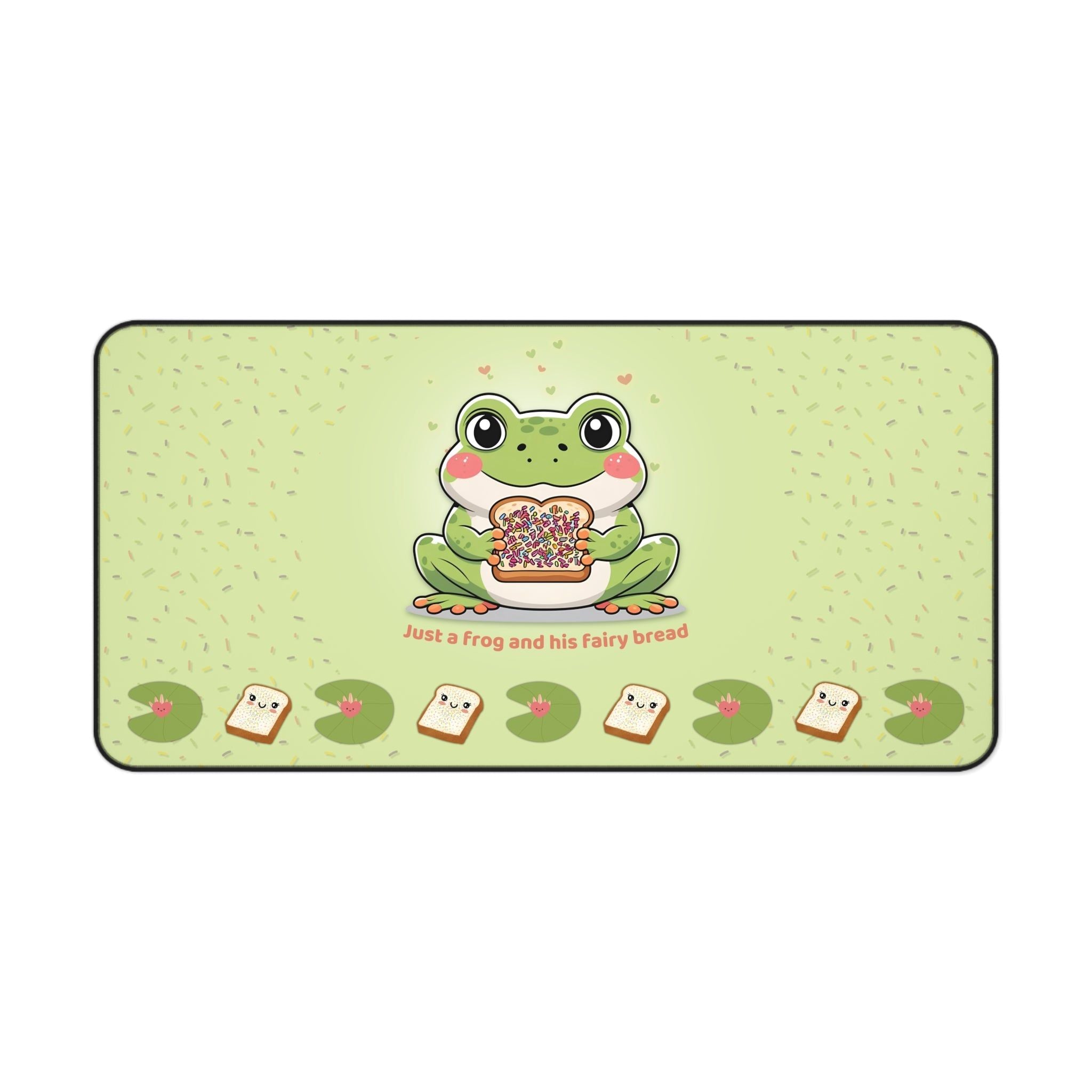 Story Nest Books Cute Frog Desk Mat Kawaii Gaming Mouse Pad Whimsical Office Home Decor Gift For Nature Lovers Pastel Work Or Study - 16" Ã— 32"