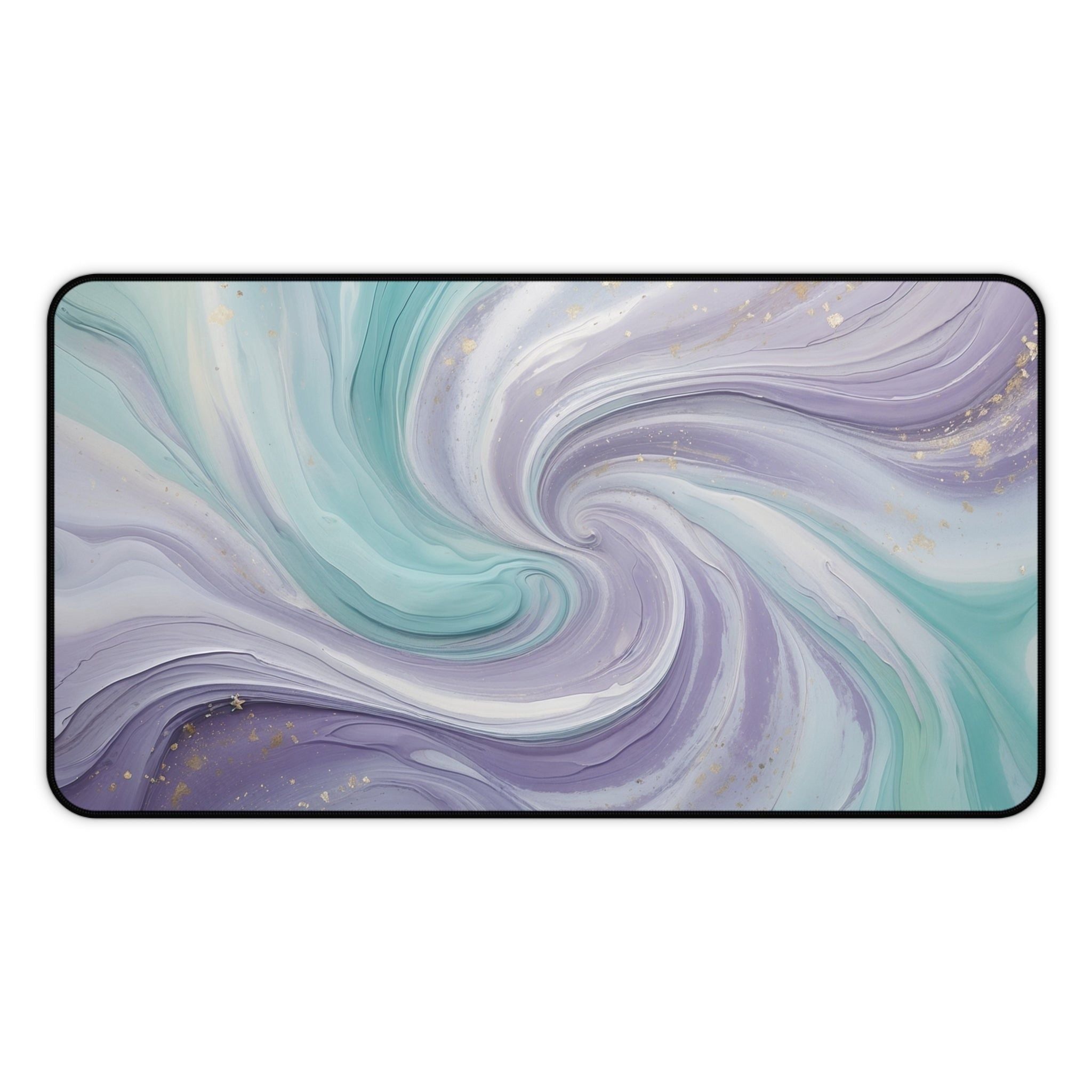 Story Nest Books Elegant Pastel Purple Turquoise Paint Swirl Large Desk Mat Mouse Pad Unique Office Accessory Gift For Her 3 Sizes - 12" Ã— 22"