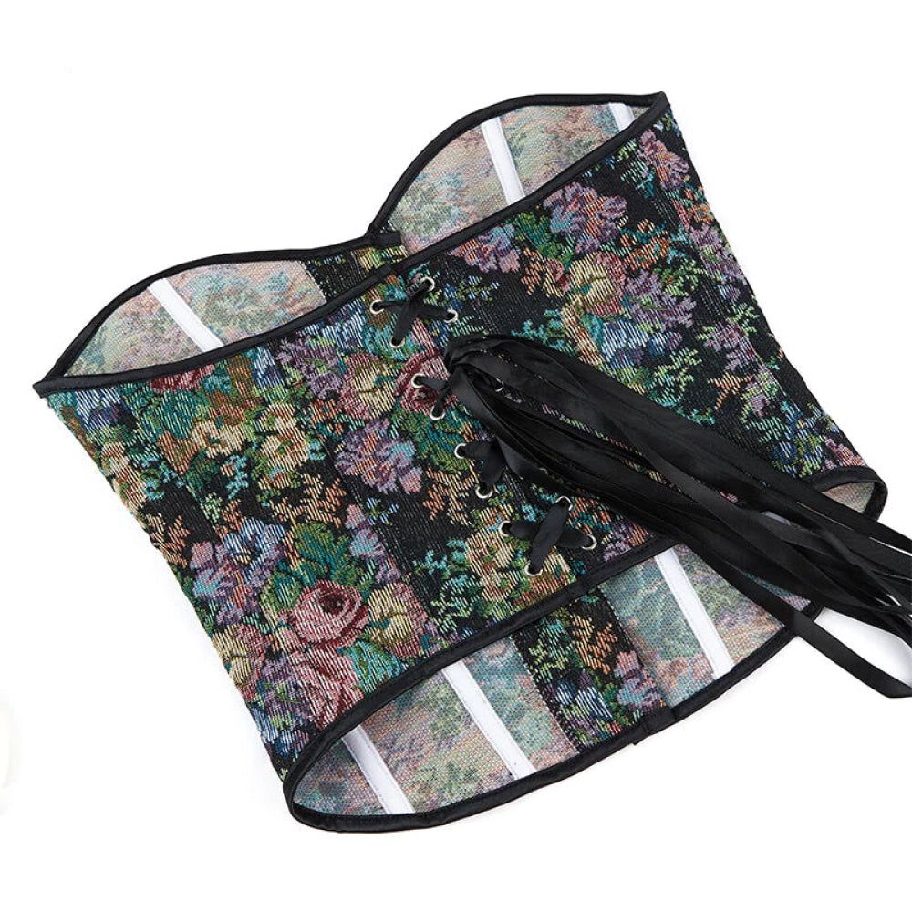House Of Dasein Floral Print Corselet Plus Size Strapless Corset Top For Women Medium - Xl