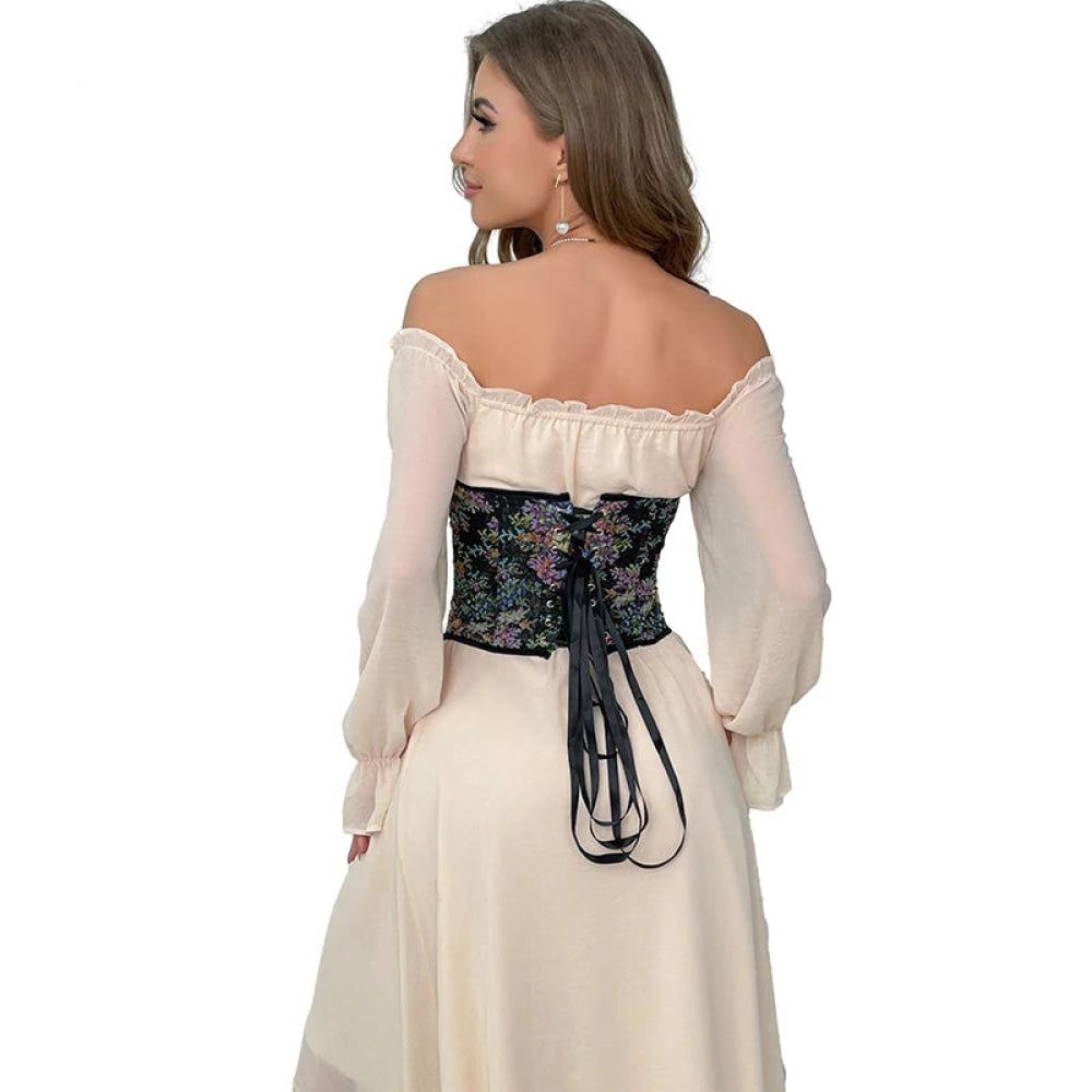 House Of Dasein Floral Print Corselet Plus Size Strapless Corset Top For Women Medium - Xxl