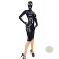 House Of Dasein Rubber Latex Long Sleeve Dress Mask Gloves With 3D Breast Cup Handmade Costume - White - Men Xl
