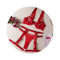 House Of Dasein Strappy Fetish Lingerie Bra Garter Underwear For Women In Black And Red - Red - S