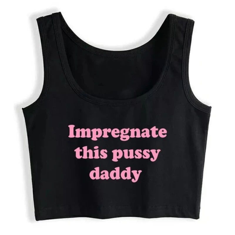 House Of Dasein Impregnate This Pussy Daddy Design Sugar Baby Slim Crop Top Erotic Clothing - Black - Xl