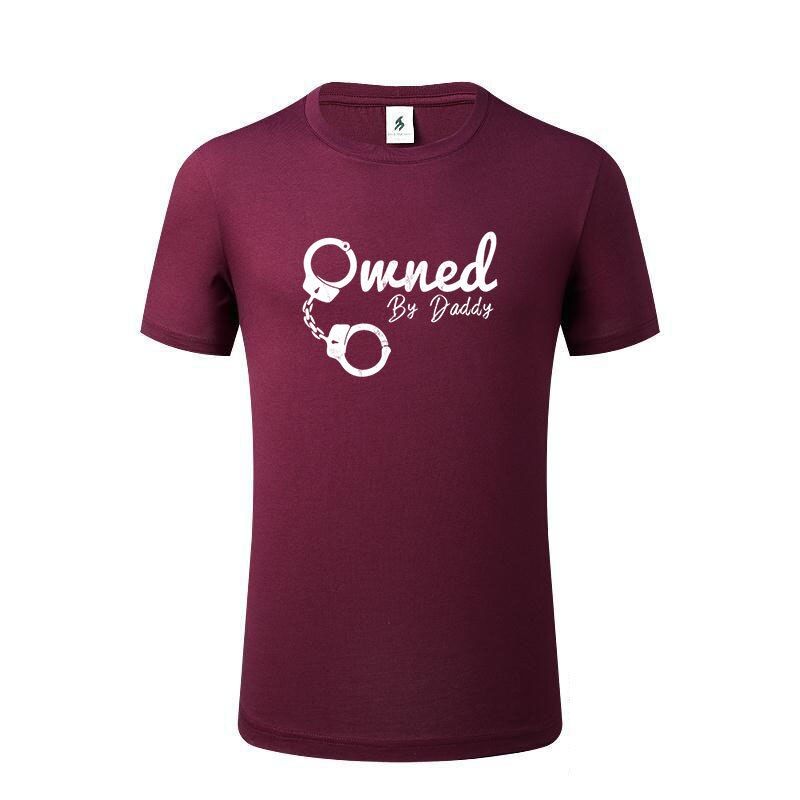 House Of Dasein Owned By Daddy Shirt Bdsm Ddlg Submissive T-Shirts For Fantasy And Fetish Use - Claret - M