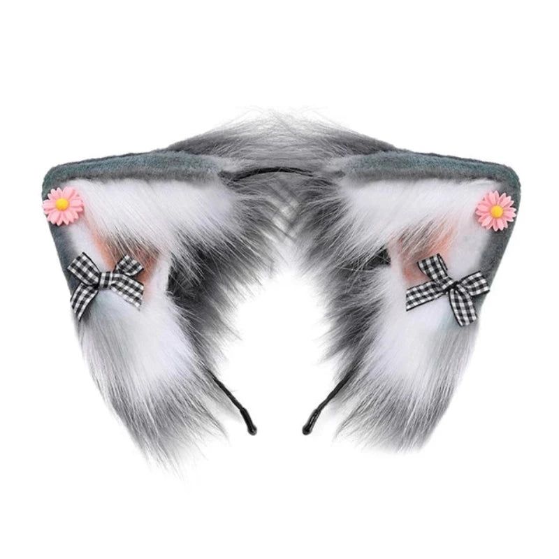 House Of Dasein Women Girls Cartoon Fox Ears Shaped Headband Plush Hair Hoop Cosplay Accessories - Style F-Adult