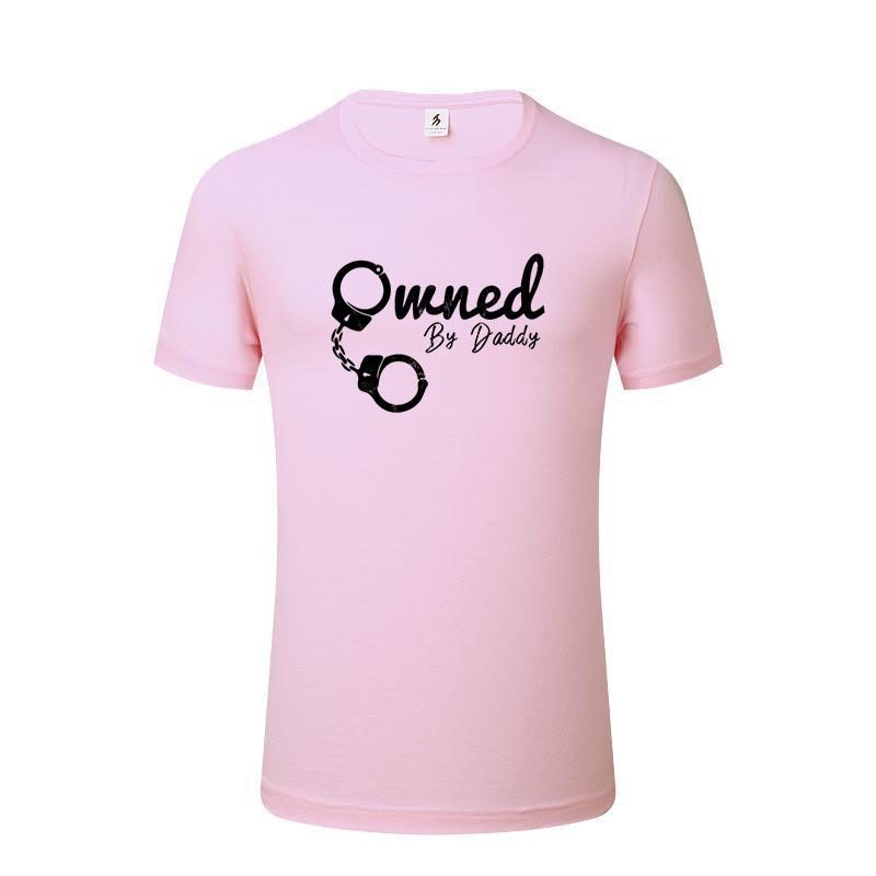 House Of Dasein Owned By Daddy Shirt Bdsm Ddlg Submissive T-Shirts For Fantasy And Fetish Use - Pink - Xxxl