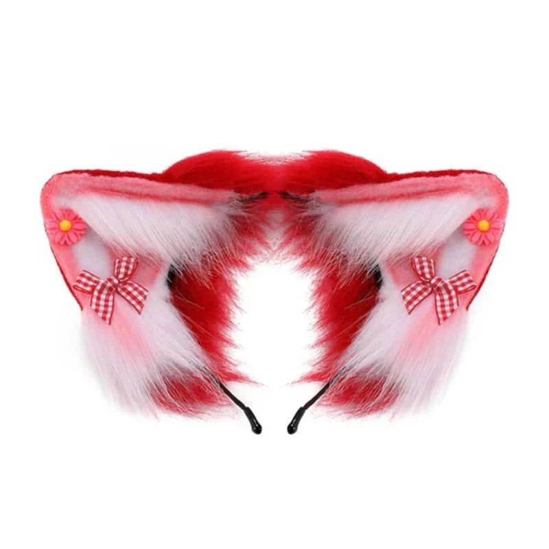 House Of Dasein Women Girls Cartoon Fox Ears Shaped Headband Plush Hair Hoop Cosplay Accessories - Style H-Children