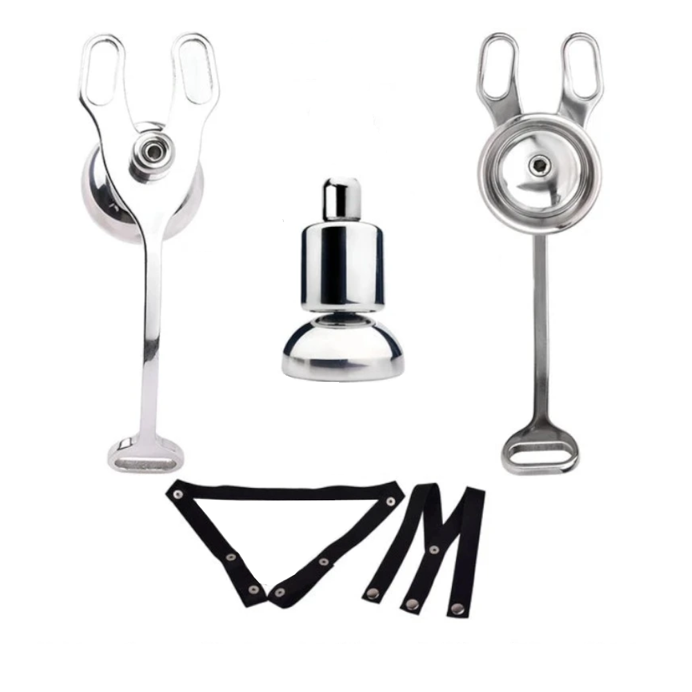 House Of Dasein Strap-Ons Stainless Steel Chastity Cages Inward Pressure Penis Lock Silicone Clit Bdsm Toy - Black Belt