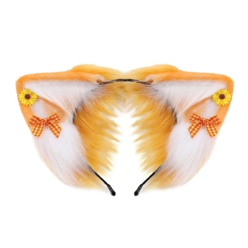 House Of Dasein Women Girls Cartoon Fox Ears Shaped Headband Plush Hair Hoop Cosplay Accessories - Style J-Adult