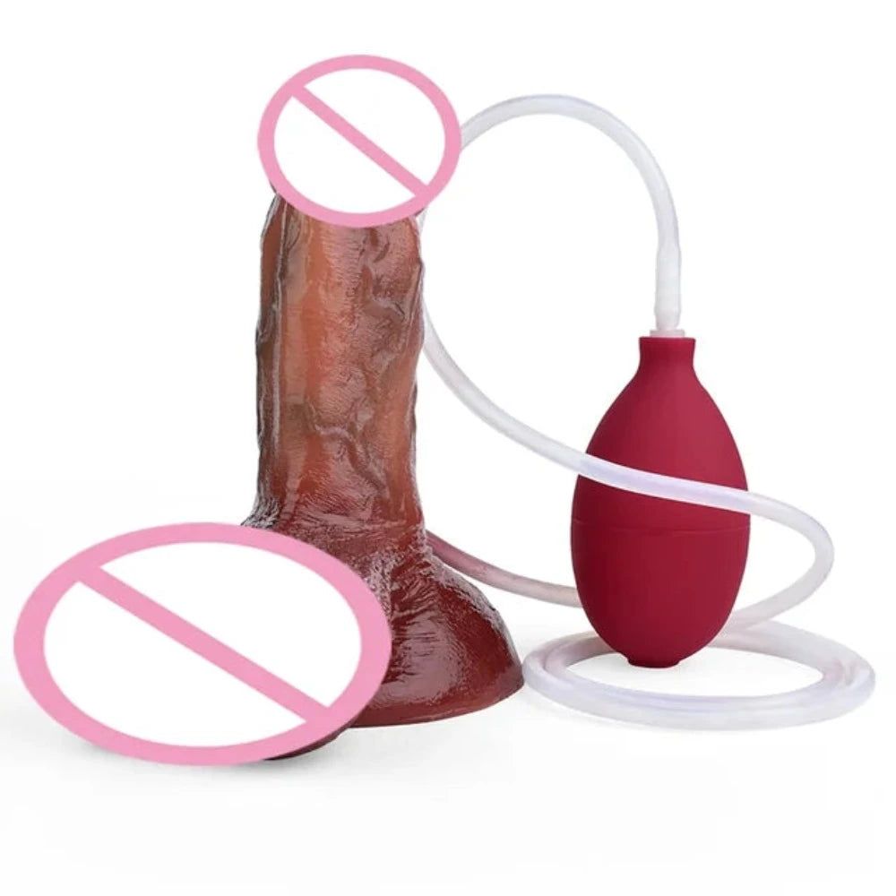 House Of Dasein Lifelike Squirting Penis Silicone Dildo With Sucker For Women Anal Plug - Style 190 With Bulb