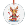 Story Nest Books Cute Reindeer Dragon Holding Candy Canes Crystal Glass Ornament Christmas Tree Decoration Kawaii Holiday