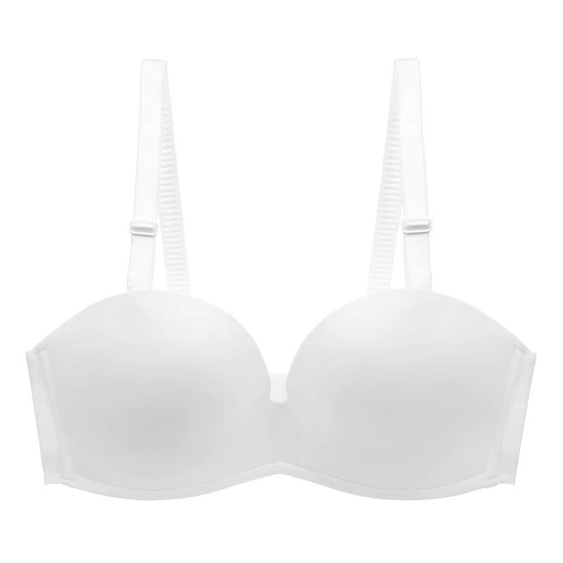House Of Dasein Summer Smooth Anti-Slip Seamless Gathered Sexy Comfortable Daily Plus Size Single Bra - White - 85C