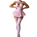 House Of Dasein Retro Pure Temptation Sexy Deep V Neck Lace Trim One Piece Dress Lingerie - Pink - Xxl
