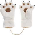 Gloves 1 Pair Winter Cartoon Neckband Children's Warm Plush One Sizeiwhitei